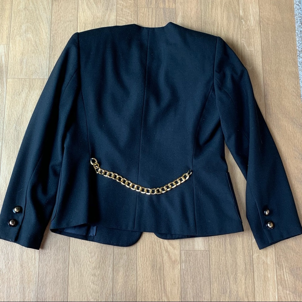Kasper Double-Row Gold Button Chain Jacket Black … - image 2
